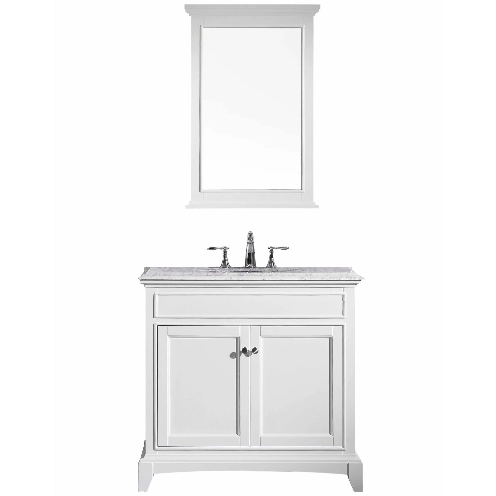 Eviva Elite Stamford 36" Bathroom Vanity with Double OG Edge White Carrara Countertop and Undermount Porcelain Sink - Image 8