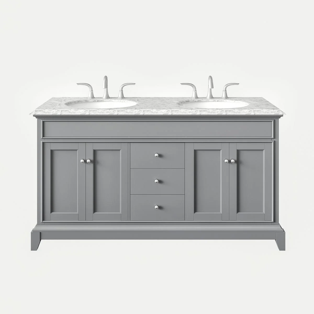Eviva Elite Stamford 60" Double Sink Bathroom Vanity with Double OG Edge White Carrara Top - Image 2