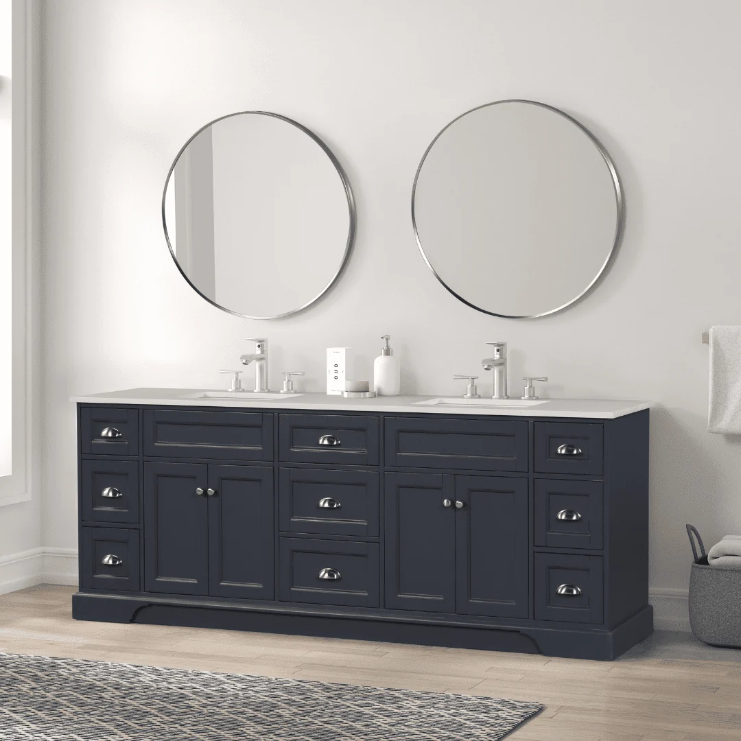 Eviva Epic 84" Transitional Vanity with Brushed Nickel or Gold Hardware with White Quartz Top - Image 13