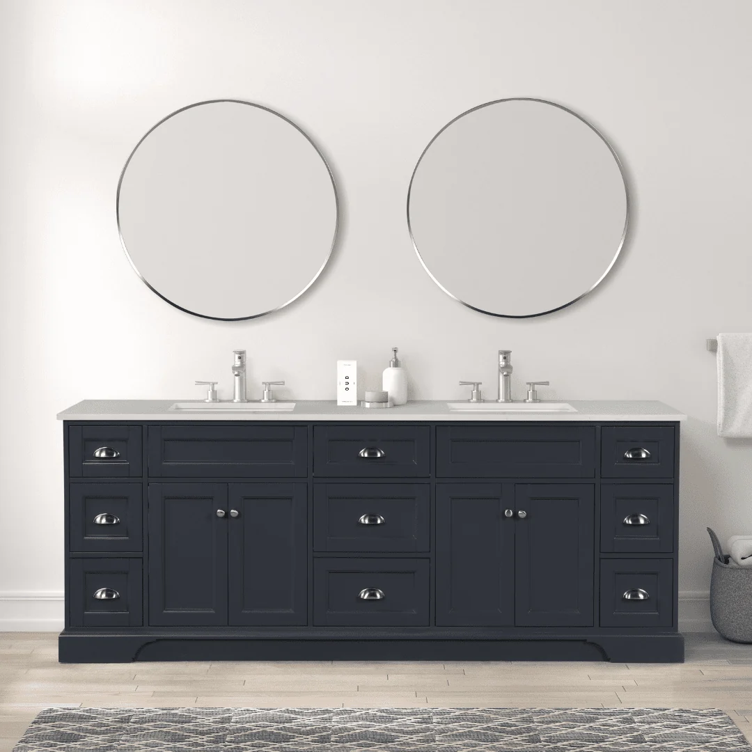 Eviva Epic 84" Transitional Vanity with Brushed Nickel or Gold Hardware with White Quartz Top - Image 14