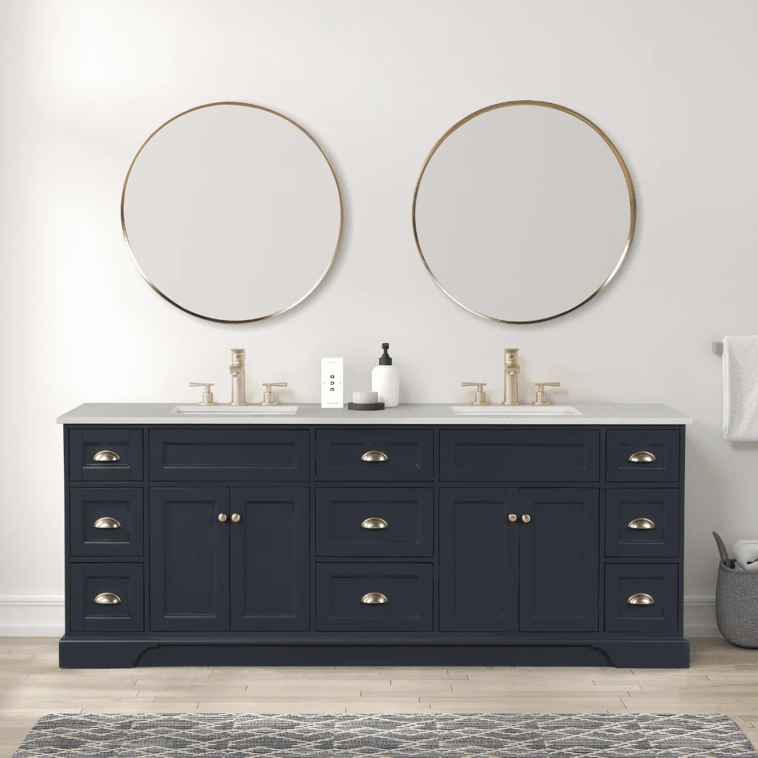 Eviva Epic 84" Transitional Vanity with Brushed Nickel or Gold Hardware with White Quartz Top - Image 18