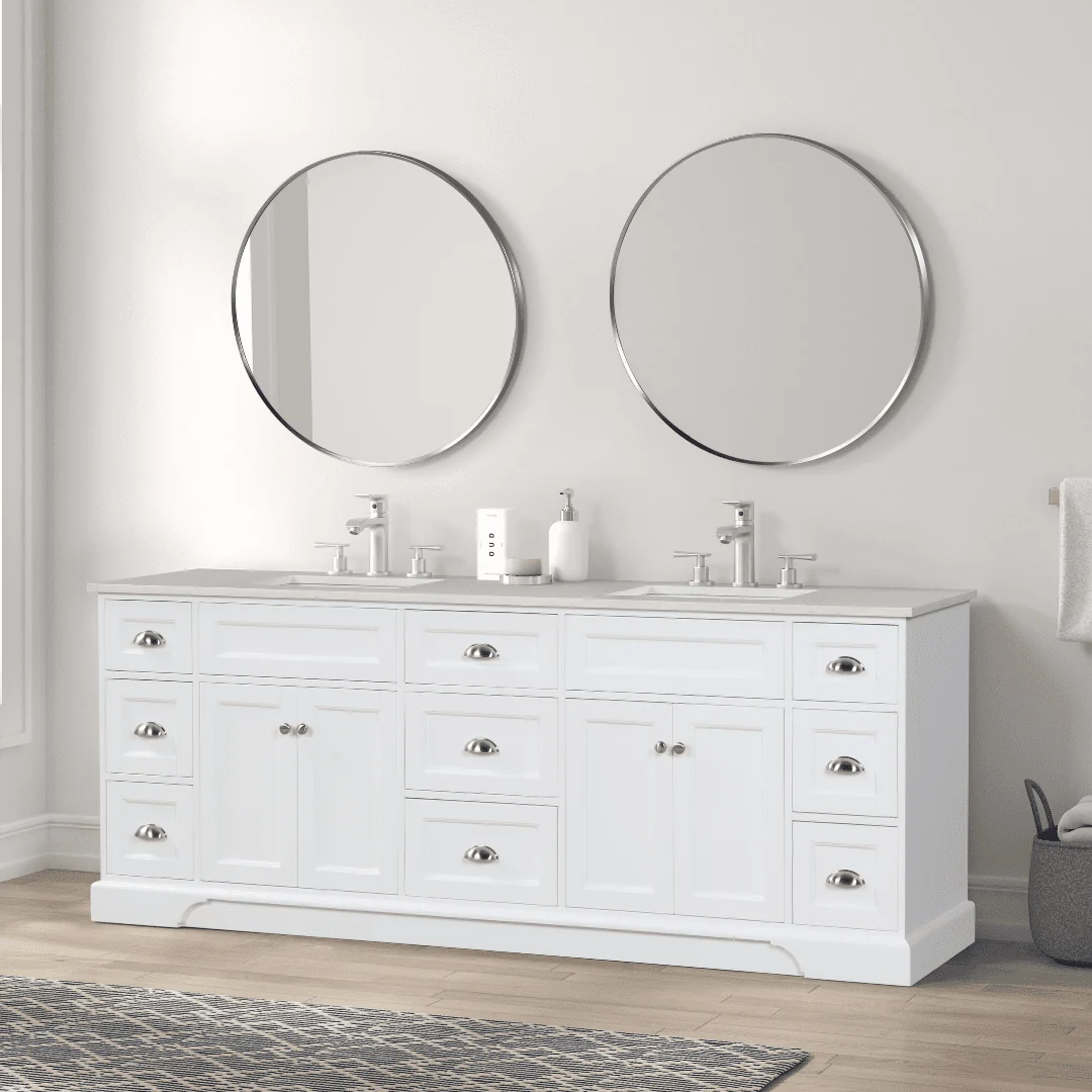 Eviva Epic 84" Transitional Vanity with Brushed Nickel or Gold Hardware with White Quartz Top - Image 24