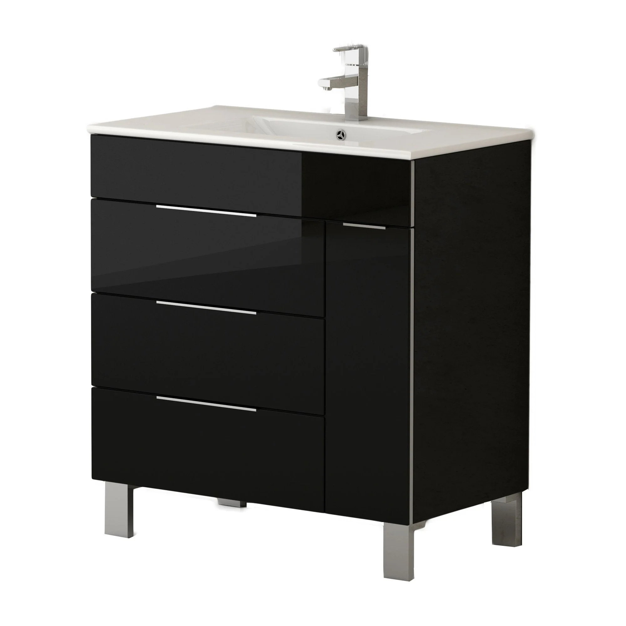 Eviva Geminis 28" Modern Bathroom Vanity with White Integrated Porcelain Sink - Image 2