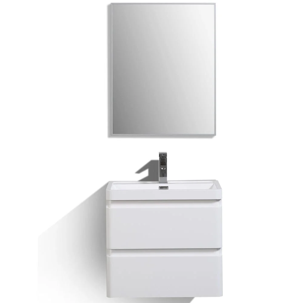 Eviva Glazzy 24" Wall Mount Modern Bathroom Vanity with White Integrated Acrylic Top - Image 2