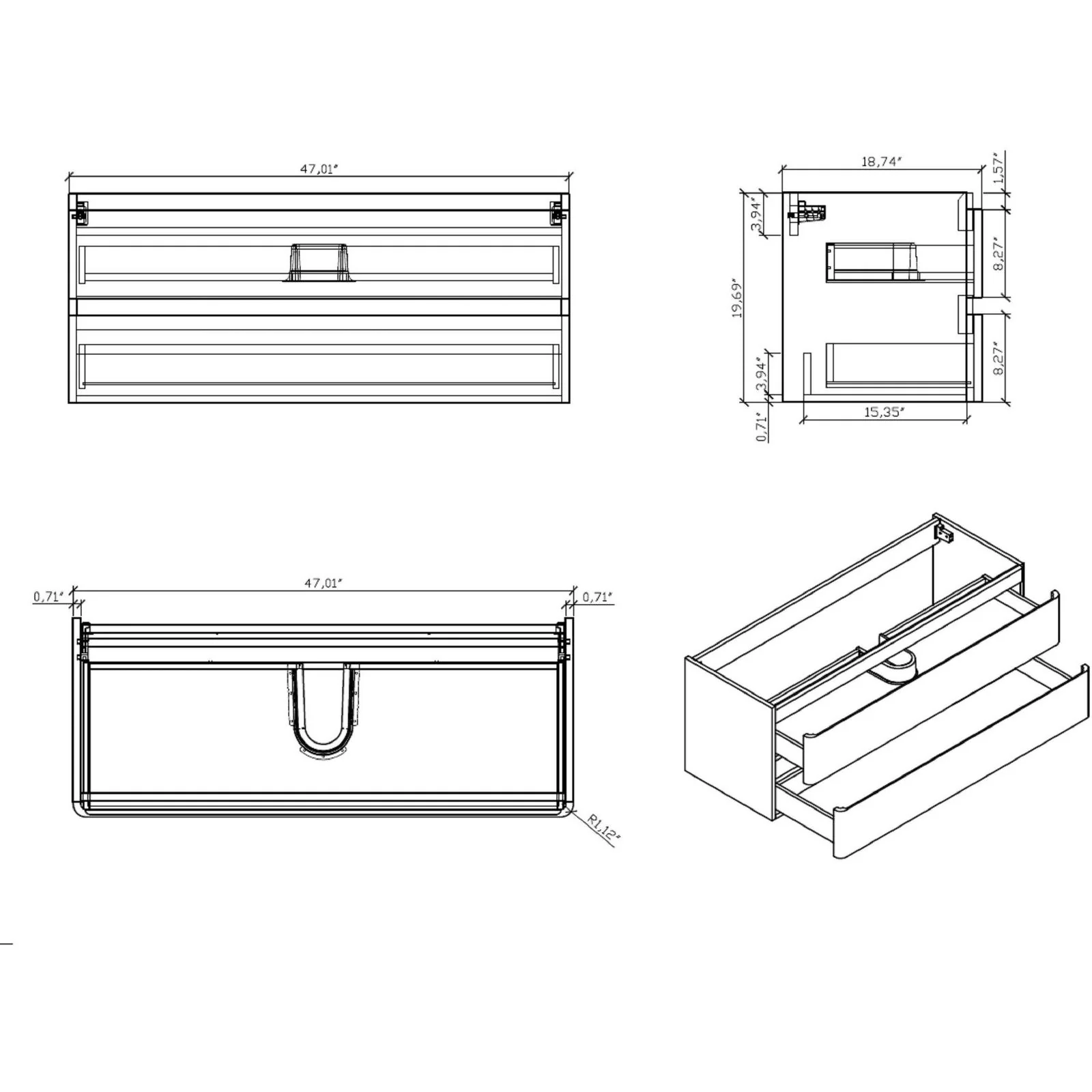 Eviva Glazzy 48" Wall Mount Modern Bathroom Vanity with Single Sink - Image 7