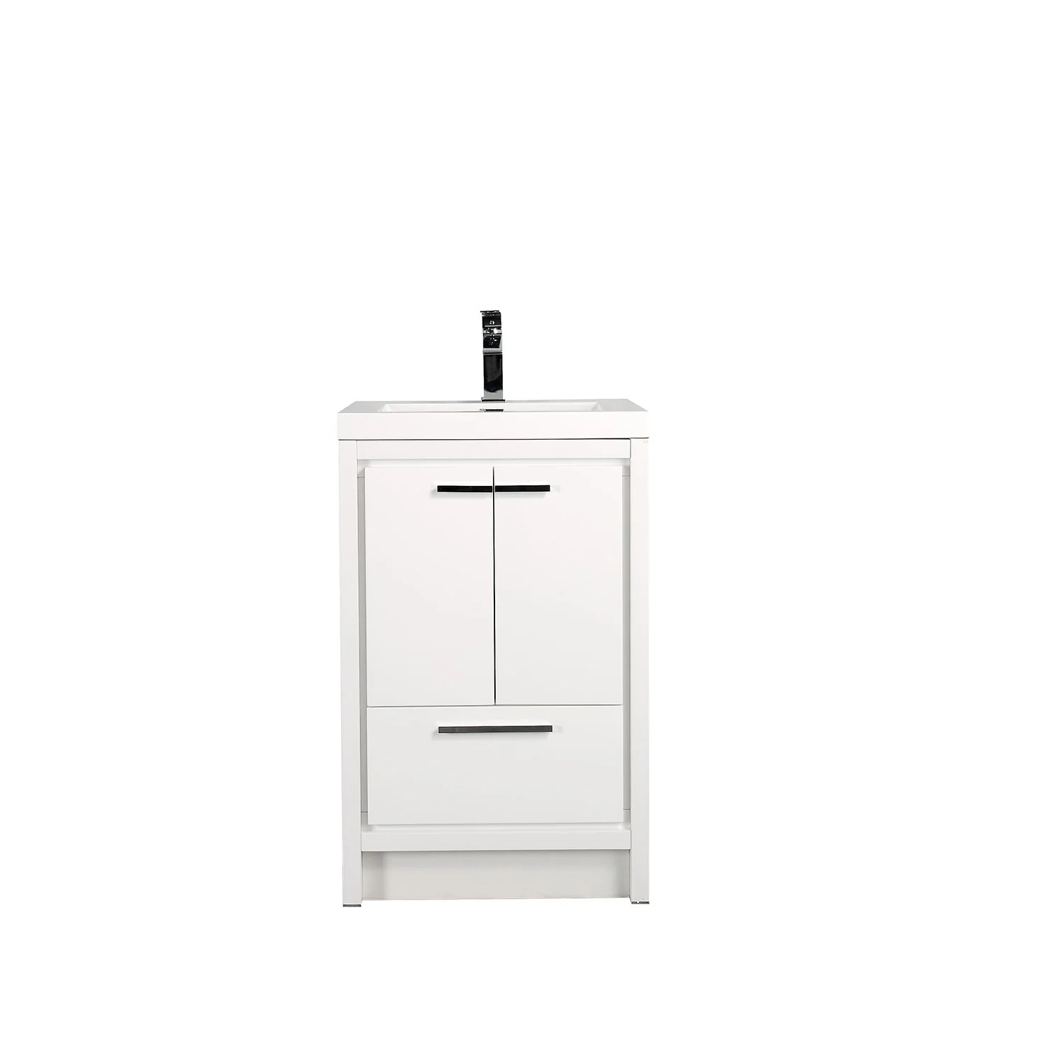 Eviva Grace 24" Gray Oak and White Bathroom Vanity with White Integrated Acrylic Countertop - Image 11