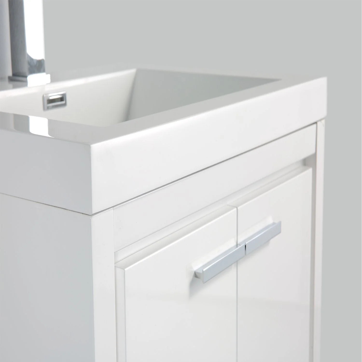 Eviva Grace 24" Gray Oak and White Bathroom Vanity with White Integrated Acrylic Countertop - Image 13