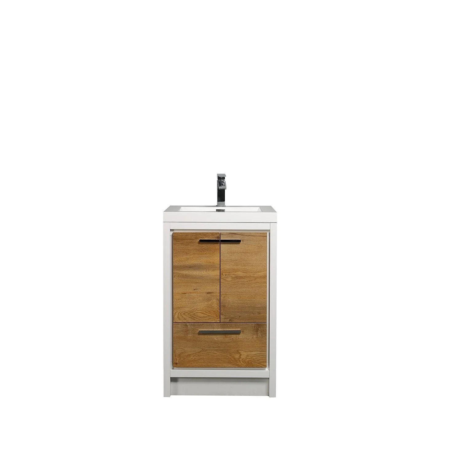 Eviva Grace 24" Gray Oak and White Bathroom Vanity with White Integrated Acrylic Countertop - Image 7