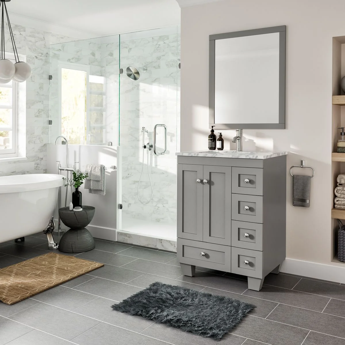 Eviva Happy 24" x 18" Transitional Bathroom Vanity with White Carrara Marble Countertop and Undermount Porcelain Sink - Image 10
