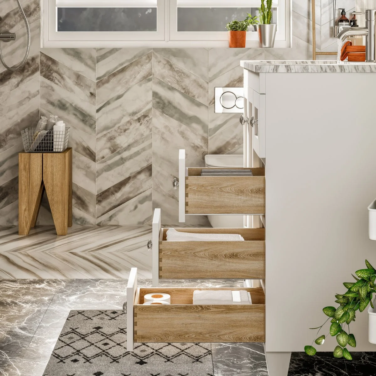 Eviva Happy 24" x 18" Transitional Bathroom Vanity with White Carrara Marble Countertop and Undermount Porcelain Sink - Image 22