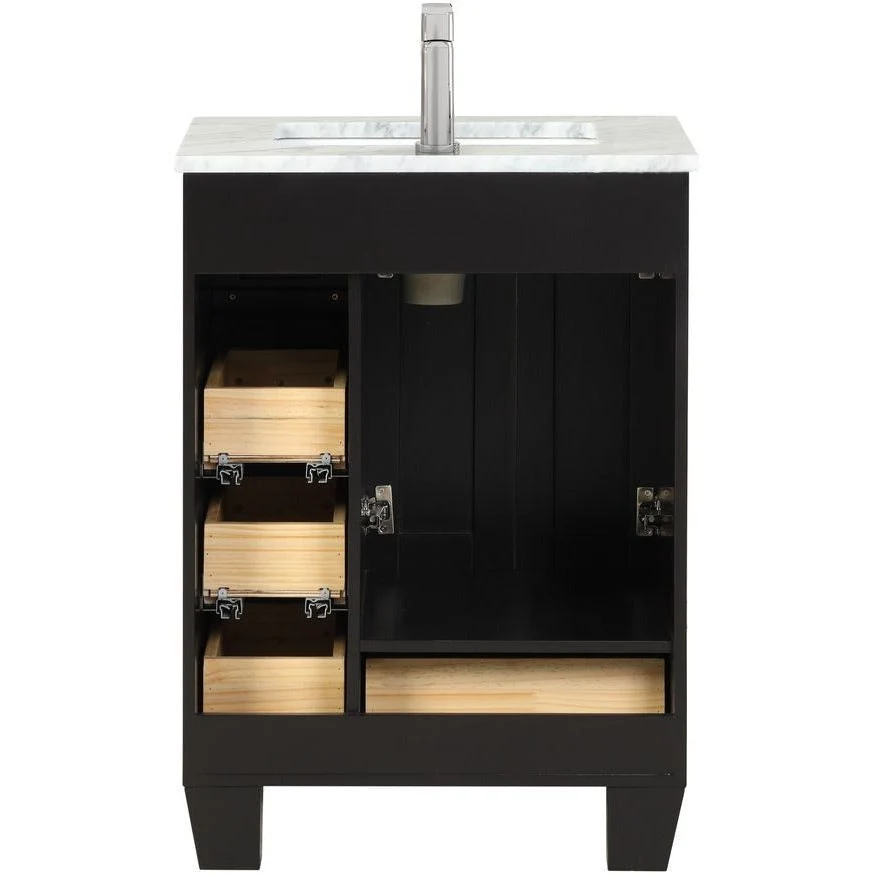 Eviva Happy 24" x 18" Transitional Bathroom Vanity with White Carrara Marble Countertop and Undermount Porcelain Sink - Image 6