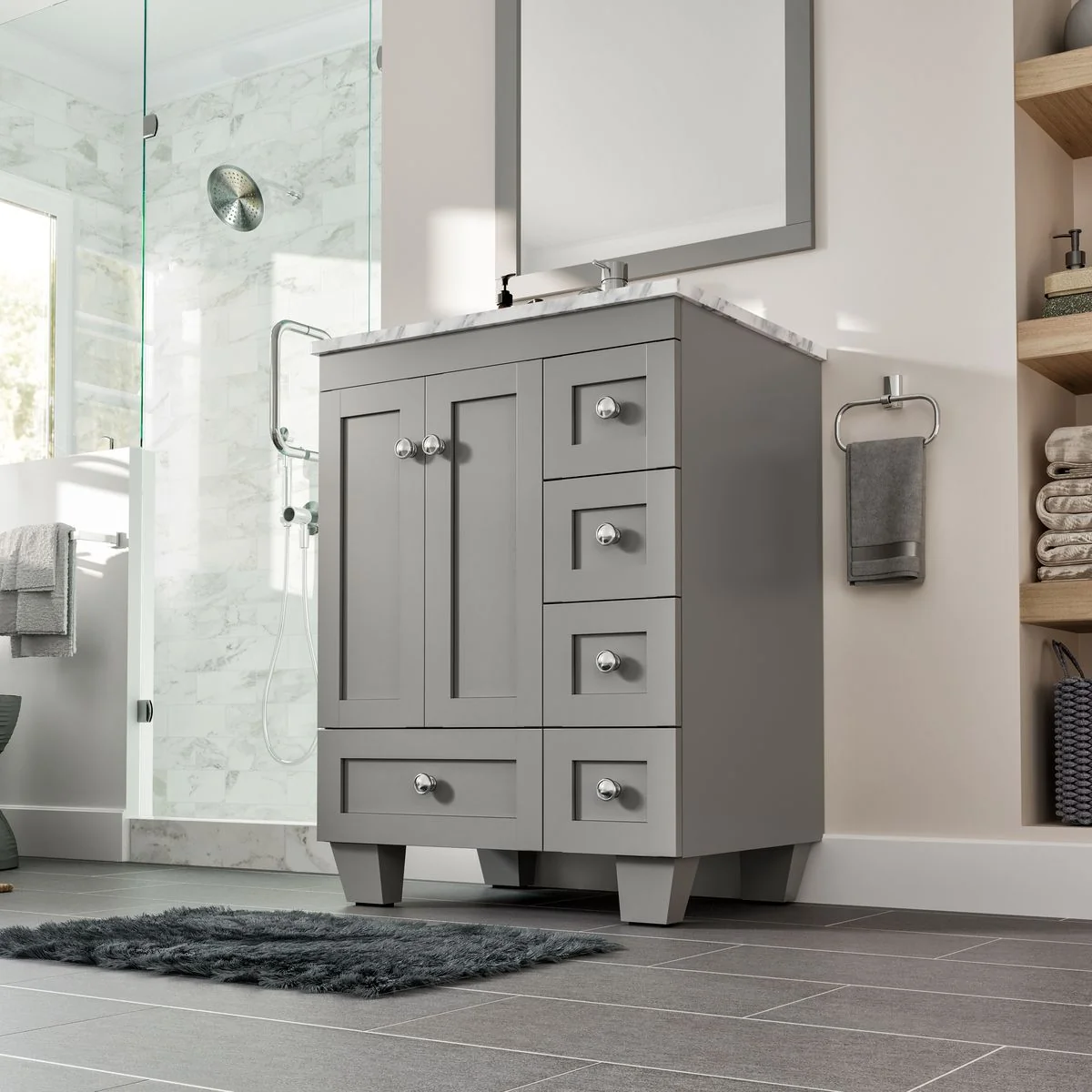Eviva Happy 24" x 18" Transitional Bathroom Vanity with White Carrara Marble Countertop and Undermount Porcelain Sink - Image 9