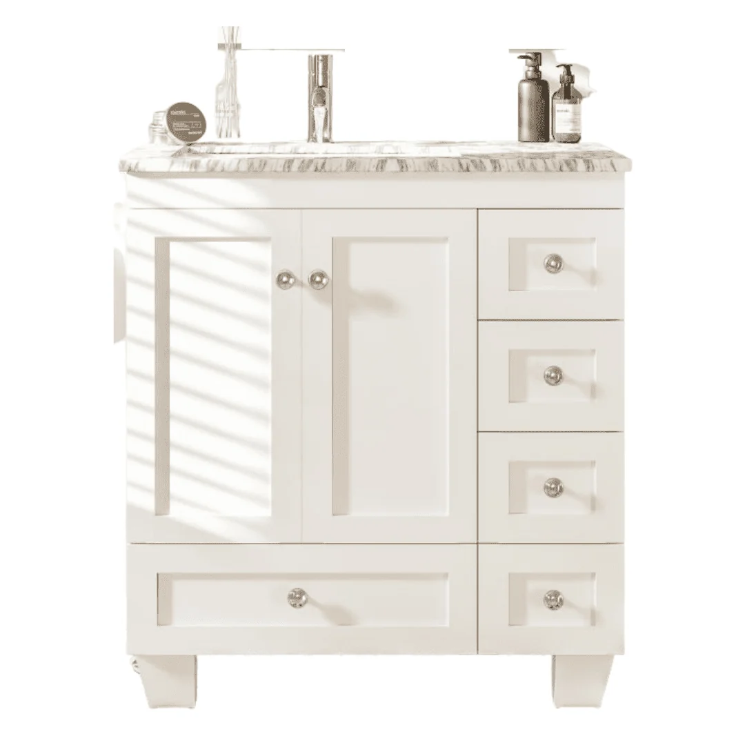 Eviva Happy 28" x 18" Transitional Bathroom Vanity with White Carrara Marble Countertop and Undermount Porcelain Sink - Image 16