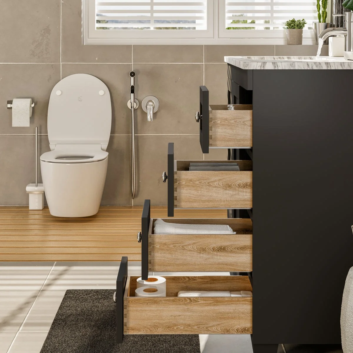 Eviva Happy 28" x 18" Transitional Bathroom Vanity with White Carrara Marble Countertop and Undermount Porcelain Sink - Image 7