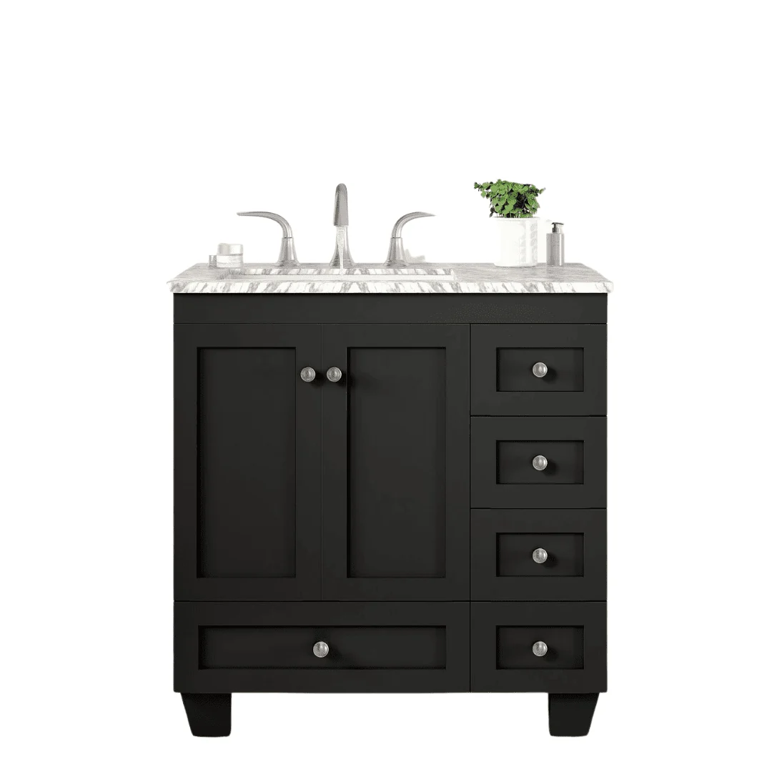 Eviva Happy 28" x 18" Transitional Bathroom Vanity with White Carrara Marble Countertop and Undermount Porcelain Sink - Image 8