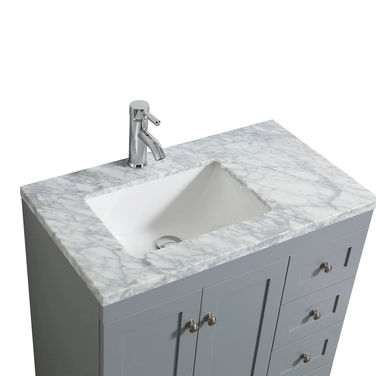 Eviva Happy 30" x 18" Transitional Bathroom Vanity with White Carrara Marble Countertop - Image 10