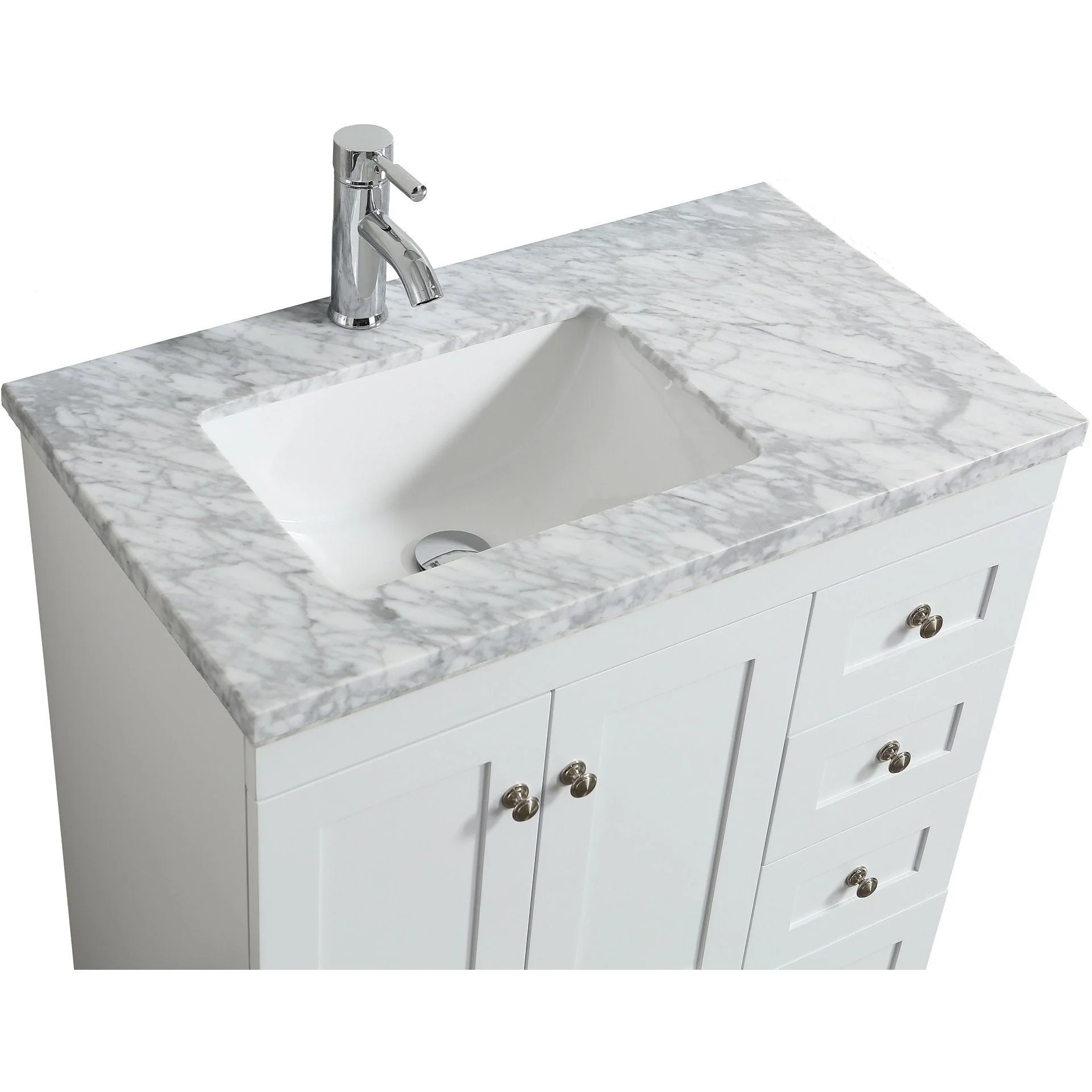 Eviva Happy 30" x 18" Transitional Bathroom Vanity with White Carrara Marble Countertop - Image 13