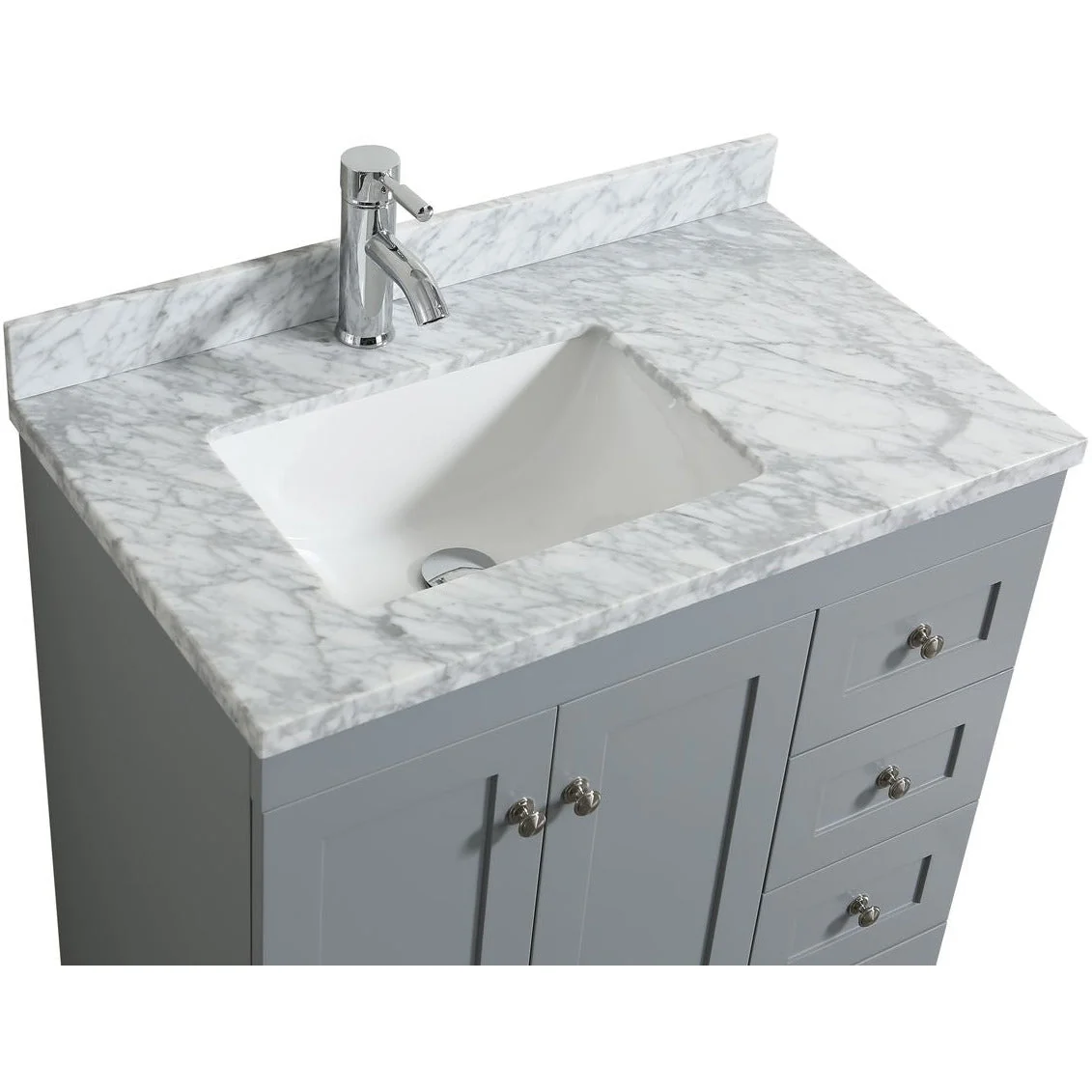 Eviva Happy 30"x 18" Transitional Bathroom Vanity with White Carrara Marble Countertop and Undermount Porcelain Sink - Image 12