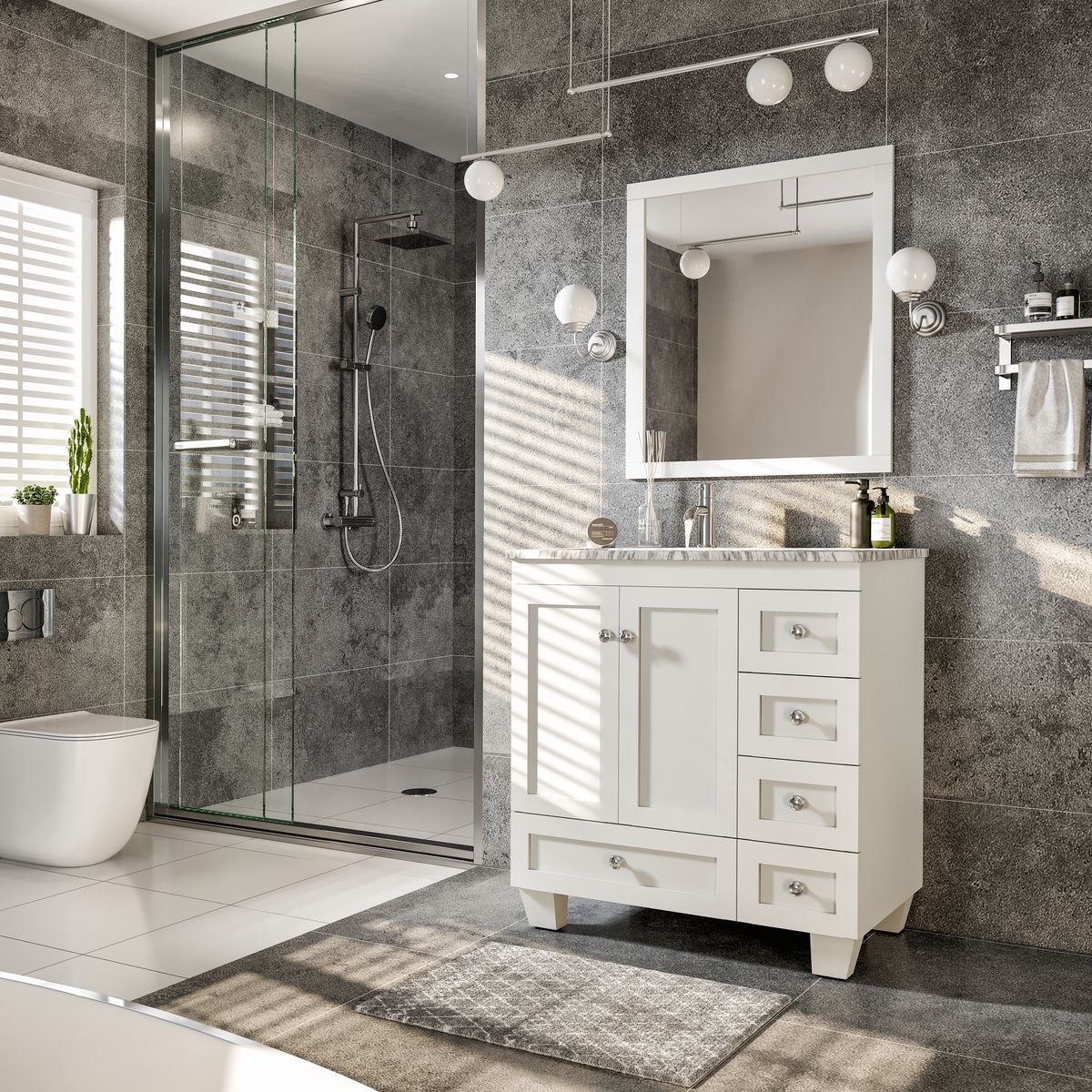 Eviva Happy 30"x 18" Transitional Bathroom Vanity with White Carrara Marble Countertop and Undermount Porcelain Sink - Image 16