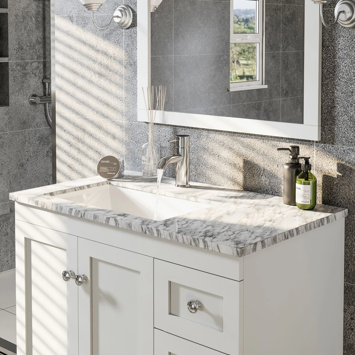 Eviva Happy 30"x 18" Transitional Bathroom Vanity with White Carrara Marble Countertop and Undermount Porcelain Sink - Image 19