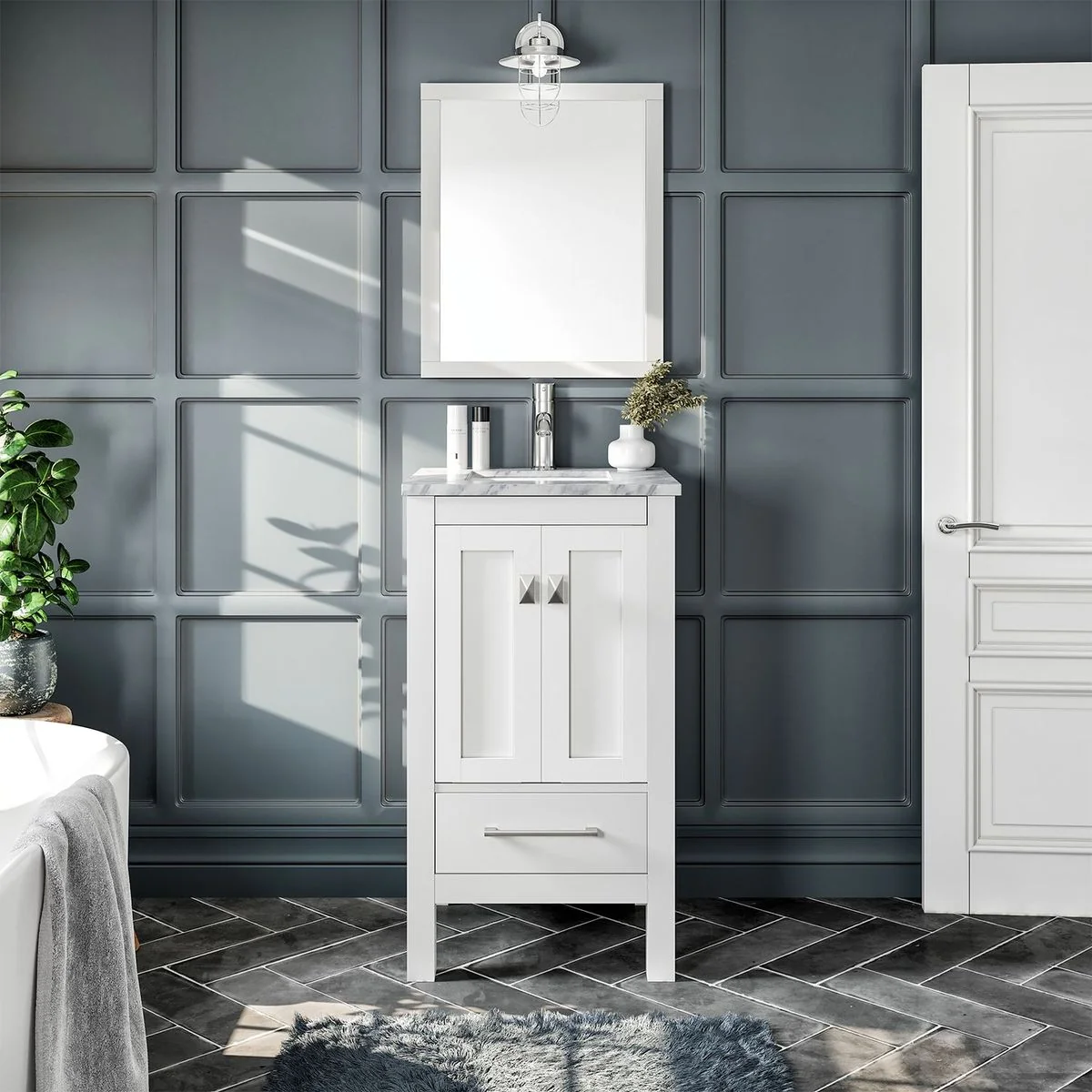 Eviva London 20" x 18" Transitional Bathroom Vanity with White Carrara Marble Countertop and Undermount Porcelain Sink - Image 17