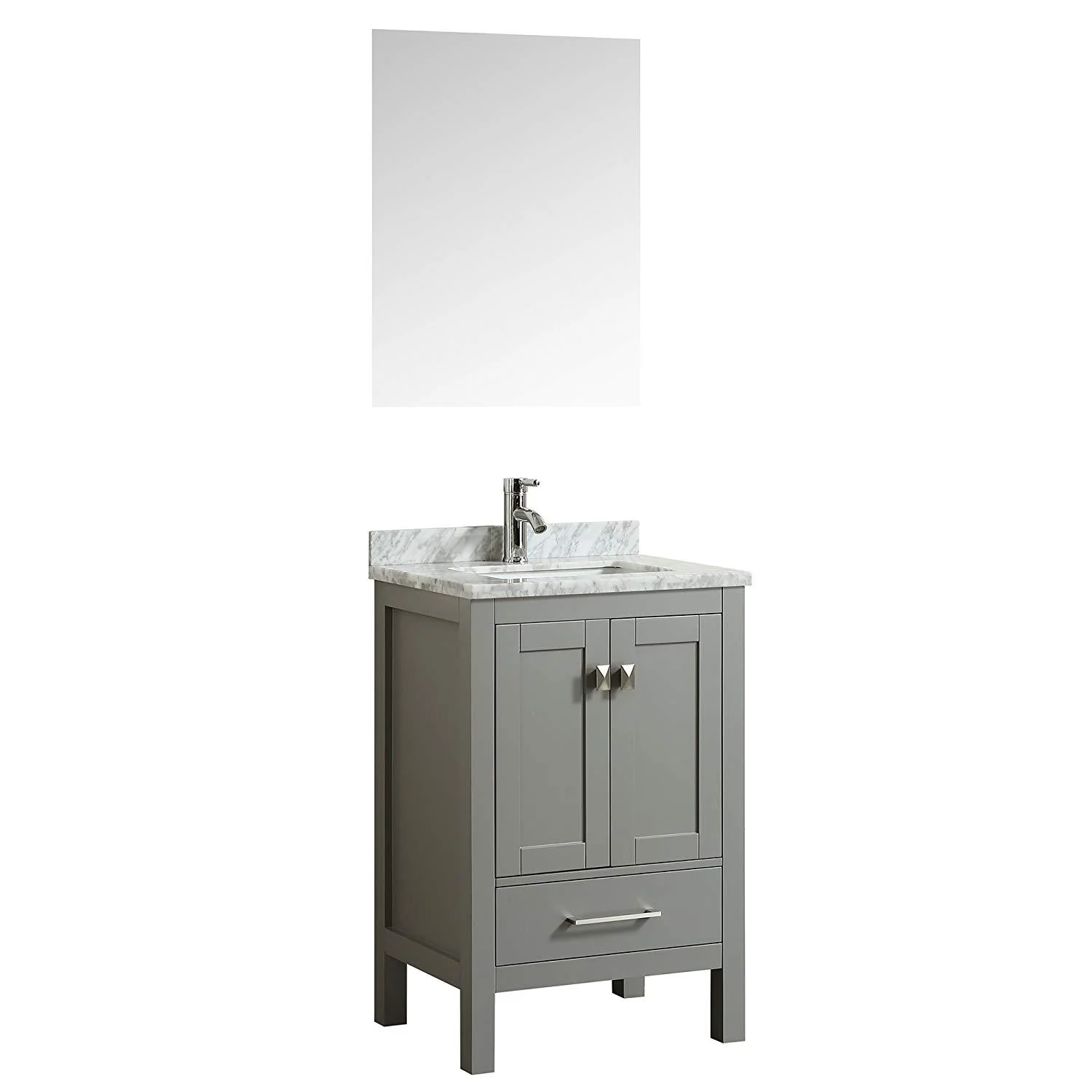 Eviva London 24" Transitional Bathroom Vanity with White Carrara Marble Countertop - Image 2