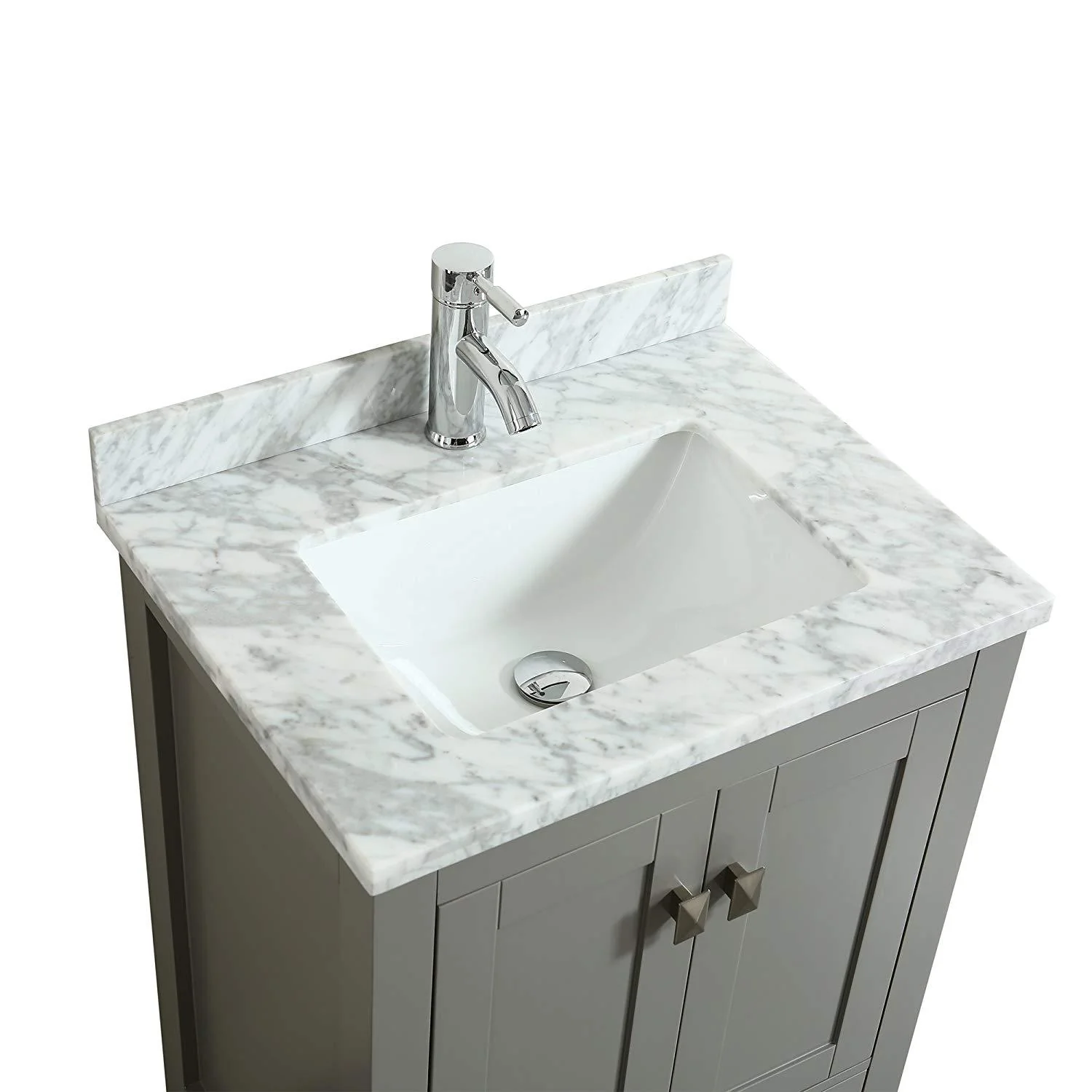 Eviva London 24" Transitional Bathroom Vanity with White Carrara Marble Countertop - Image 3