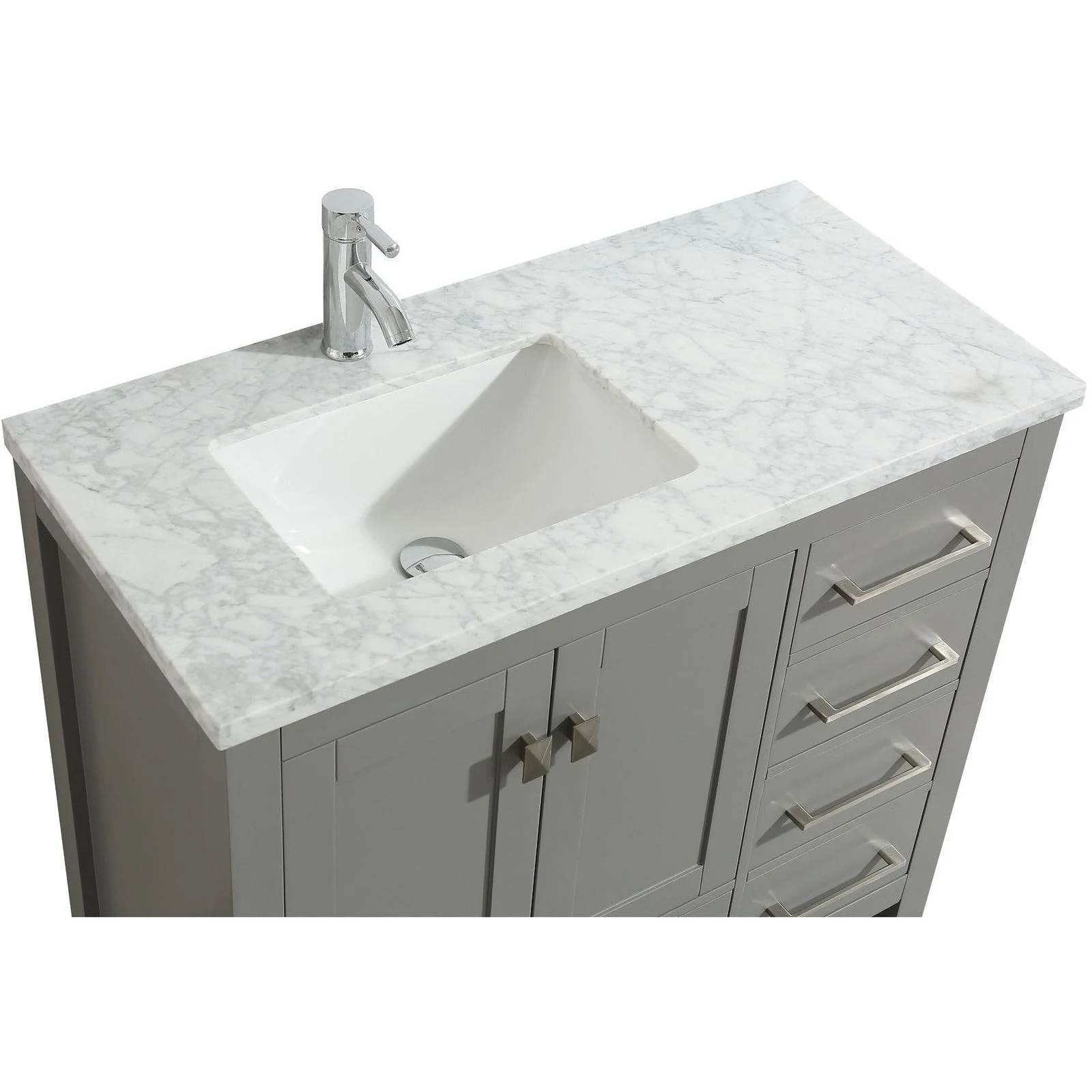 Eviva London 36" Transitional Bathroom Vanity with White Carrara Marble Countertop - Image 11