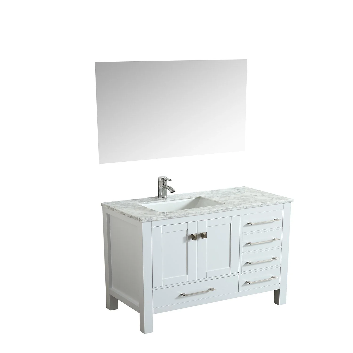Eviva London 38" Transitional Bathroom Vanity with White Carrara Marble Countertop - Image 9