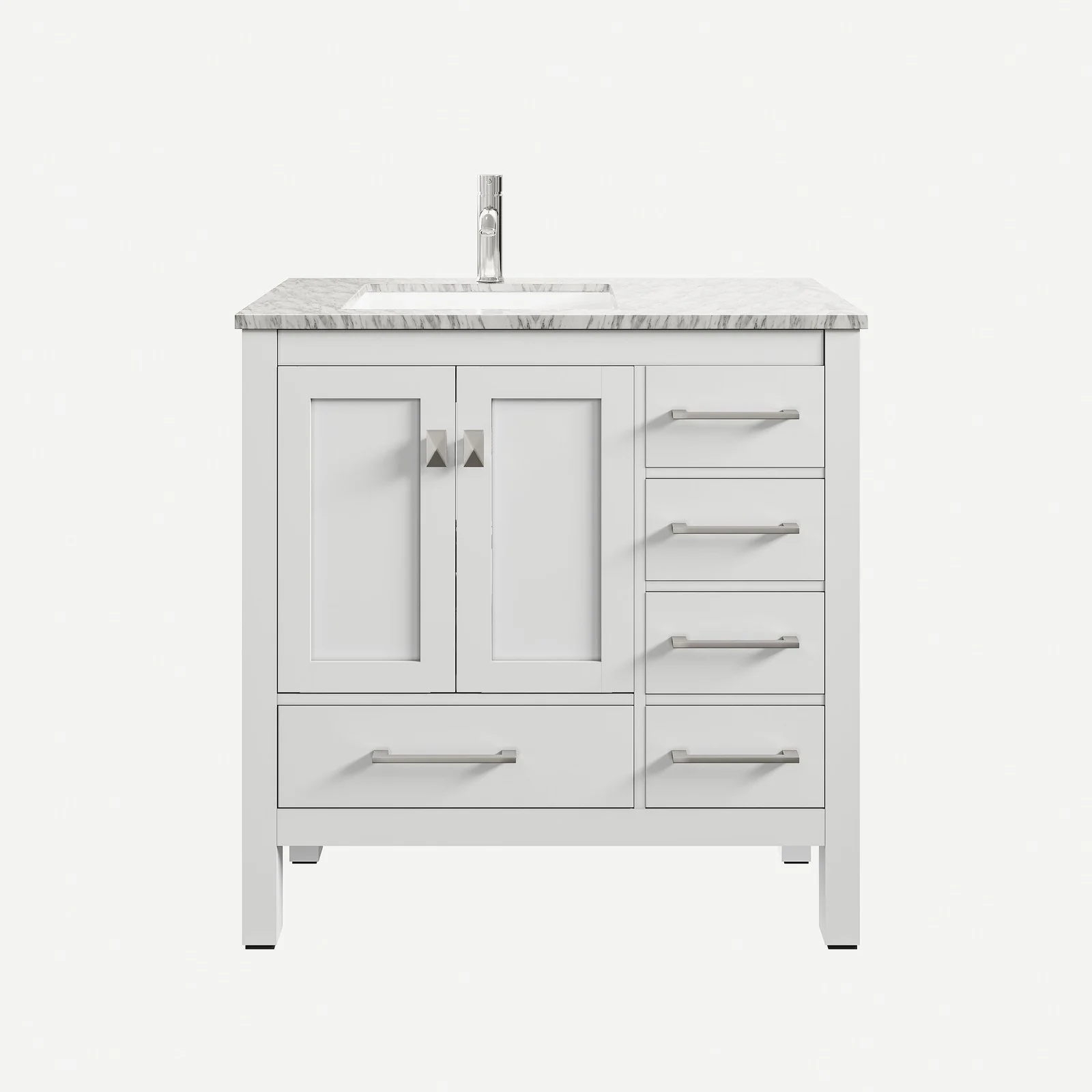 Eviva London 38" x 18" Transitional Bathroom Vanity with White Carrara Marble Countertop and Undermount Porcelain Sink - Image 10