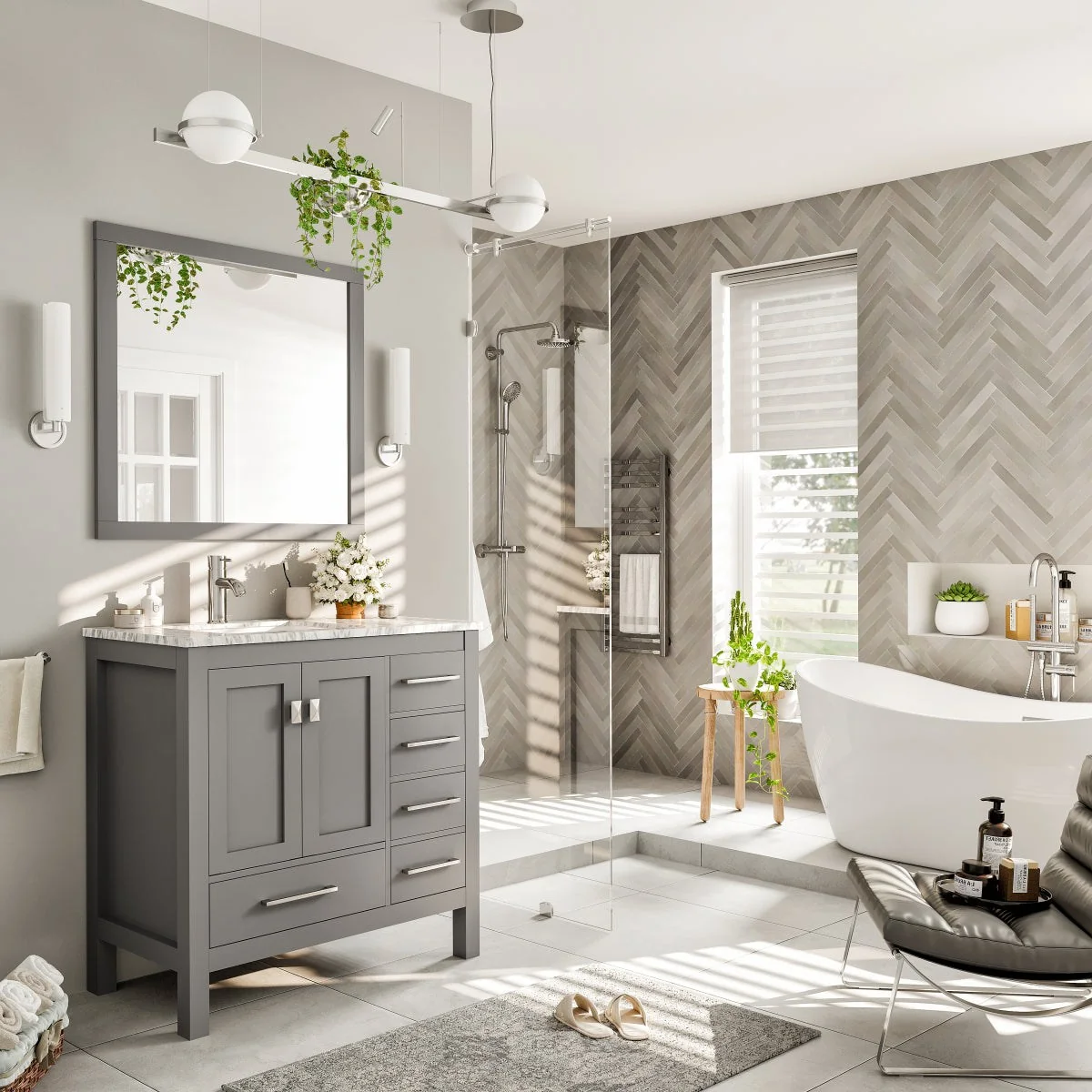 Eviva London 38" x 18" Transitional Bathroom Vanity with White Carrara Marble Countertop and Undermount Porcelain Sink - Image 7