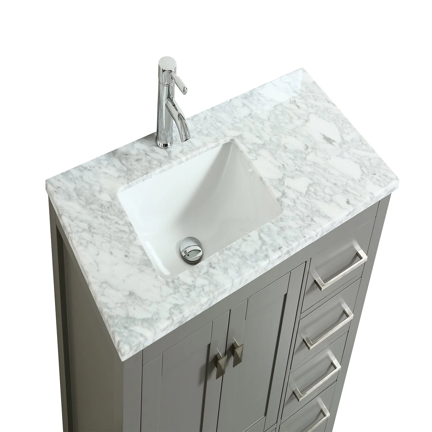 Eviva London 42" Transitional Bathroom Vanity with White Carrara Marble Countertop - Image 10
