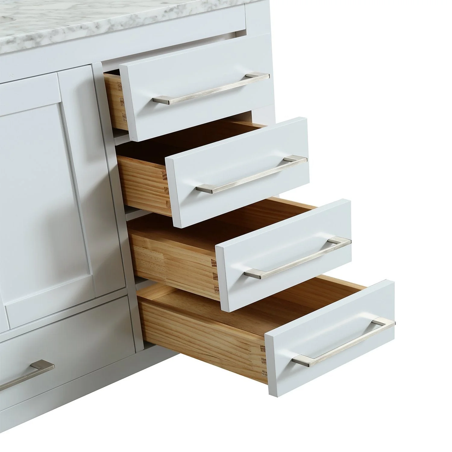 Eviva London 42" Transitional Bathroom Vanity with White Carrara Marble Countertop - Image 17