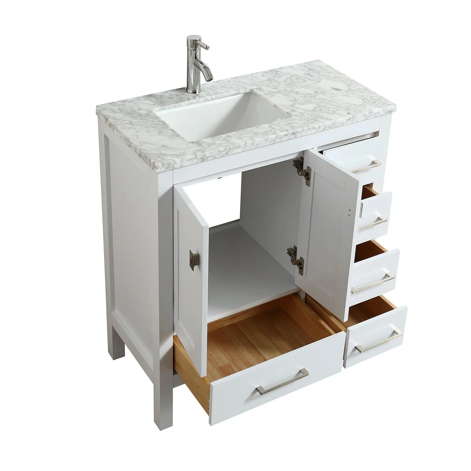 Eviva London 42" Transitional Bathroom Vanity with White Carrara Marble Countertop - Image 18