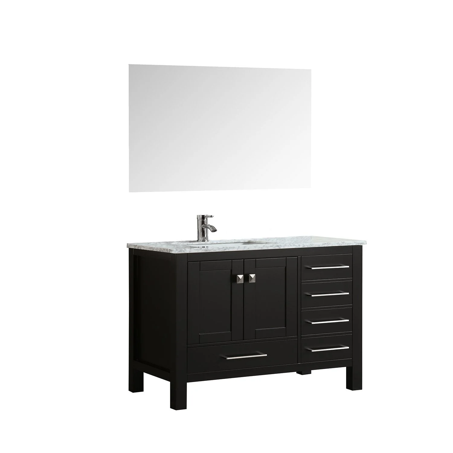 Eviva London 42" Transitional Bathroom Vanity with White Carrara Marble Countertop - Image 2