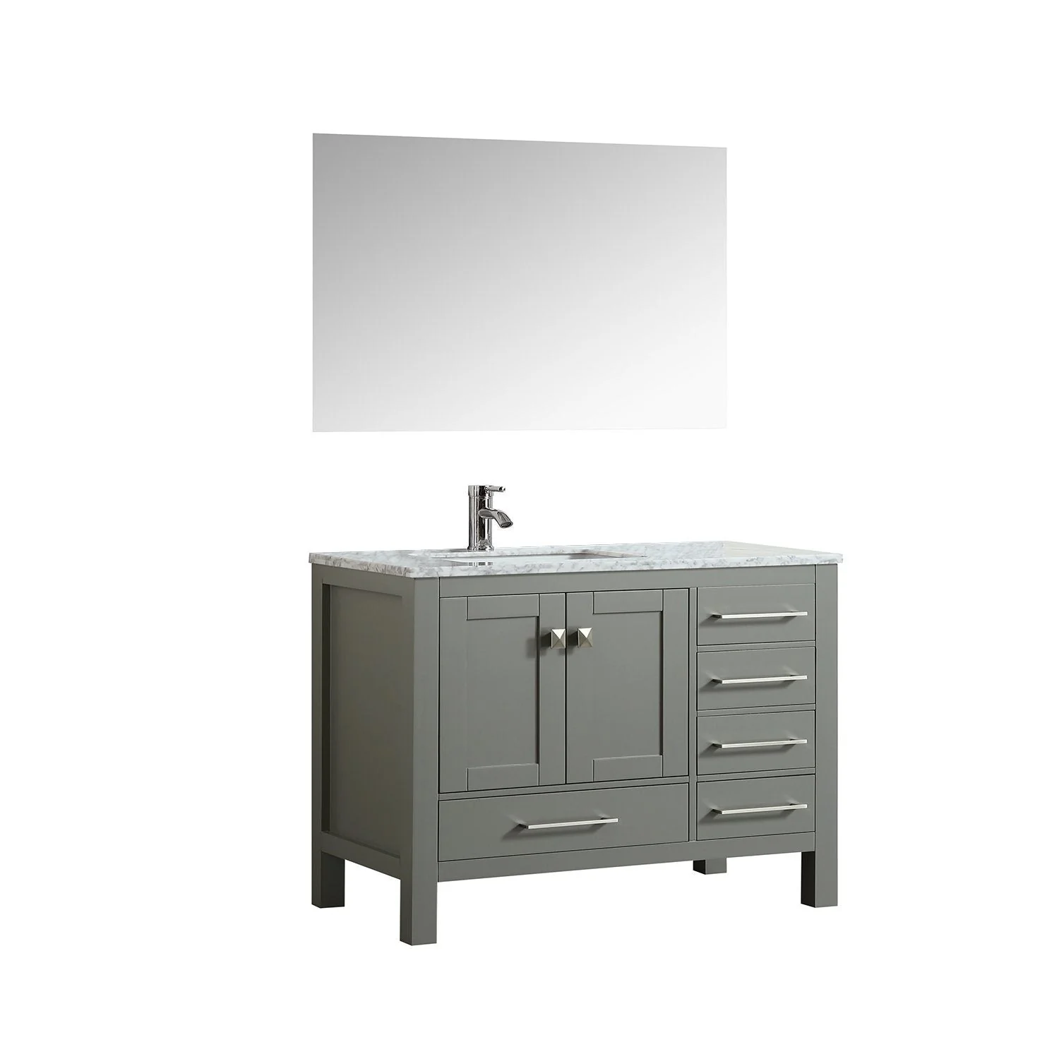 Eviva London 42" Transitional Bathroom Vanity with White Carrara Marble Countertop - Image 8