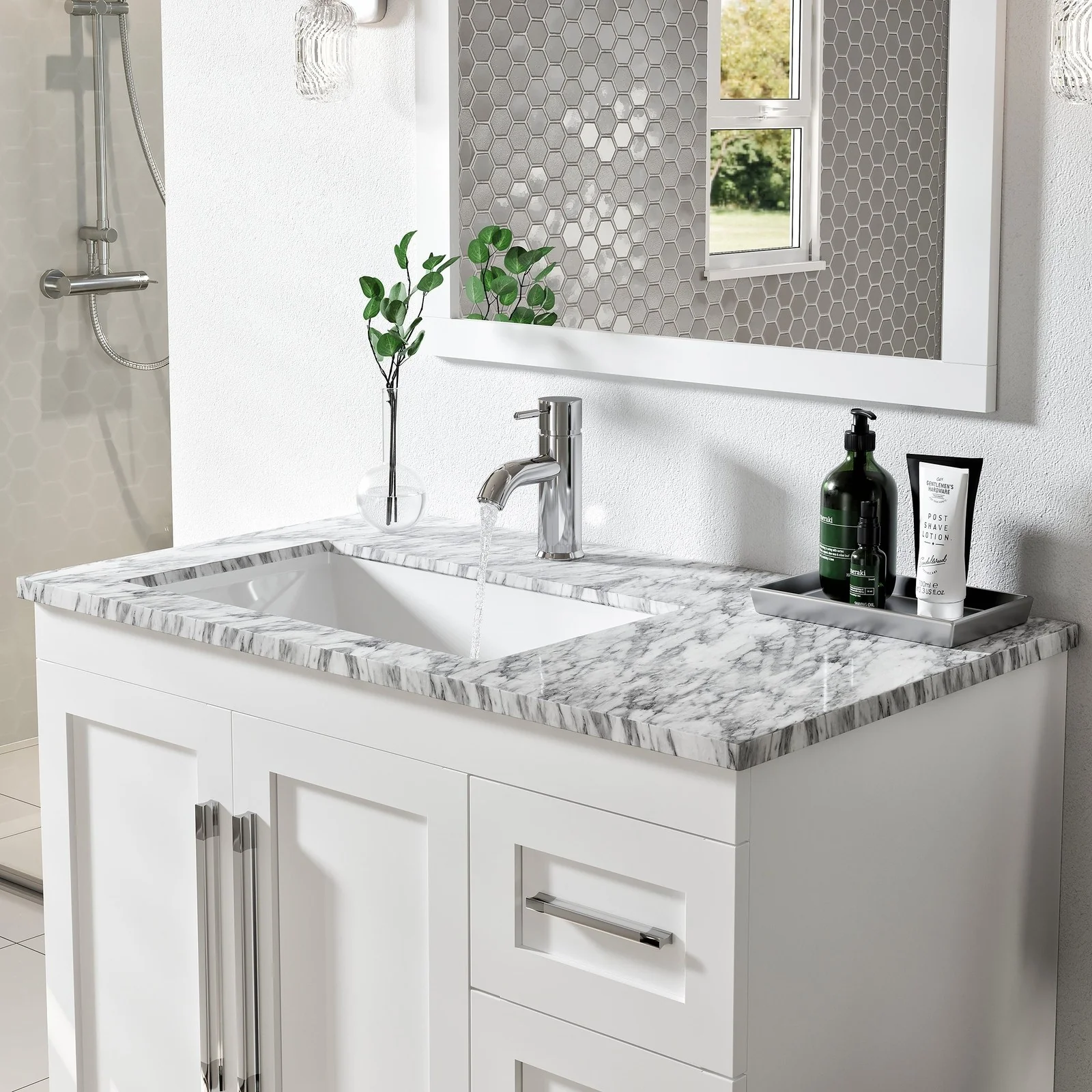 Eviva Loon 30" Transitional Bathroom Vanity with White Carrara Marble Countertop and Long Handles - Image 25