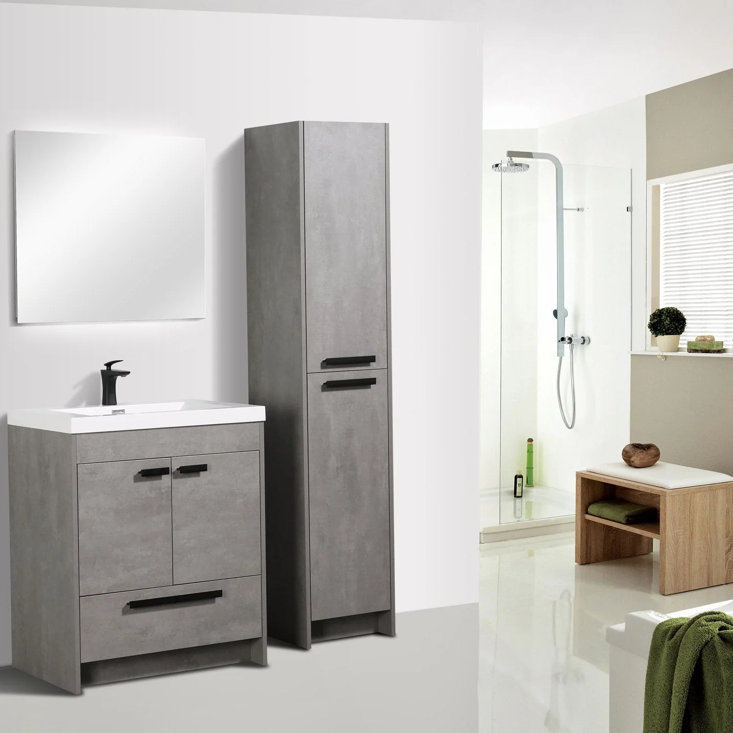Eviva Lugano 30" Modern Bathroom Vanity with White Integrated Acrylic Sink - Image 8
