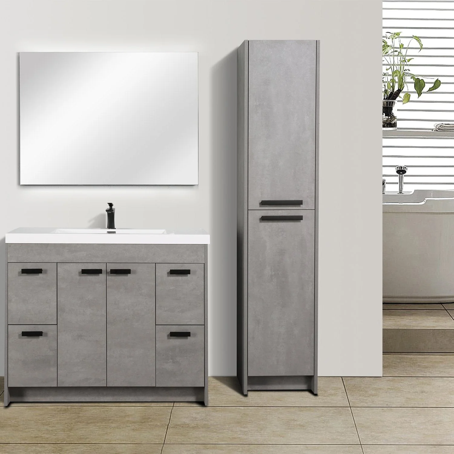 Eviva Lugano 42" Modern Bathroom Vanity with White Integrated Acrylic Sink