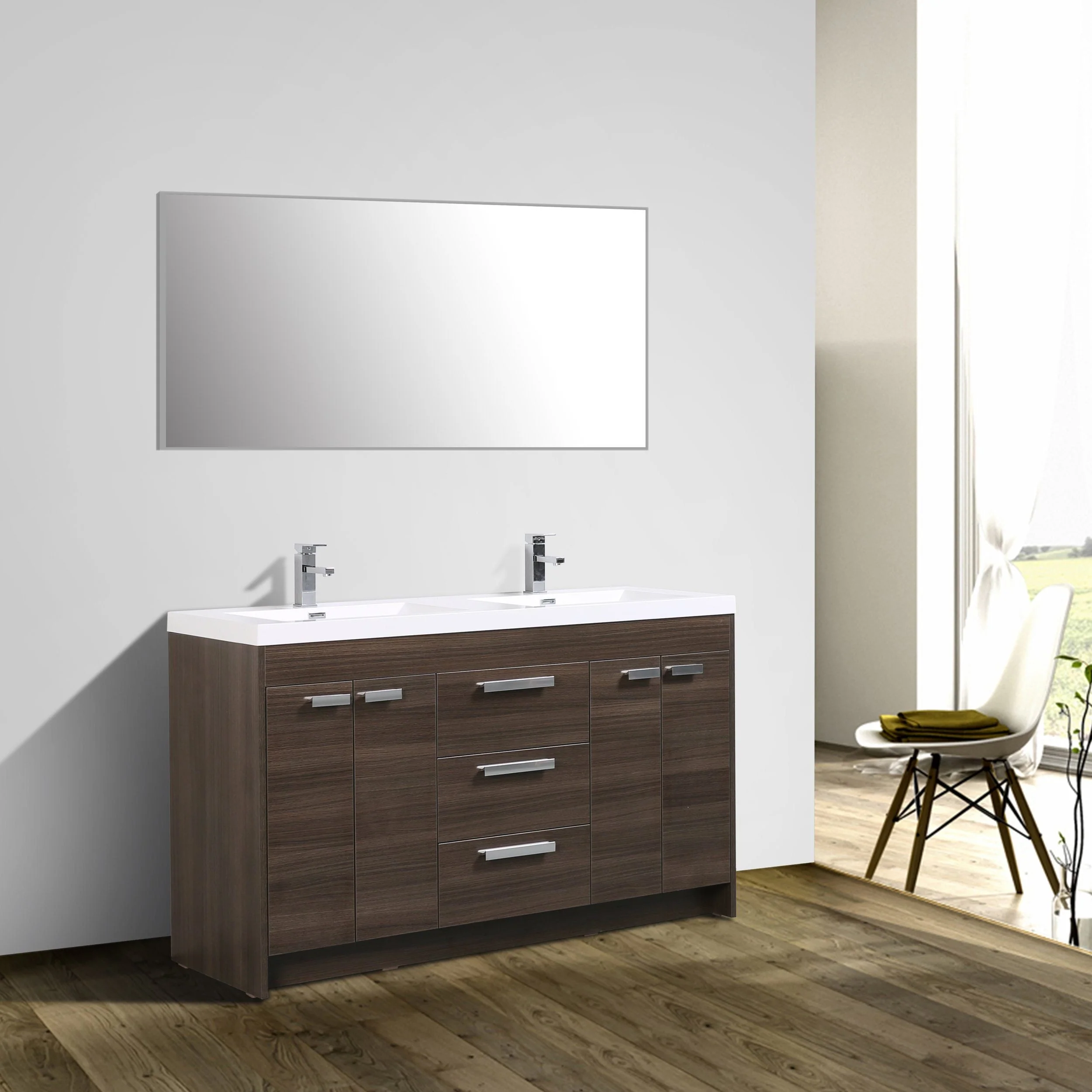 Eviva Lugano 60" Modern Bathroom Vanity with White Integrated Acrylic Double Sink - Image 21