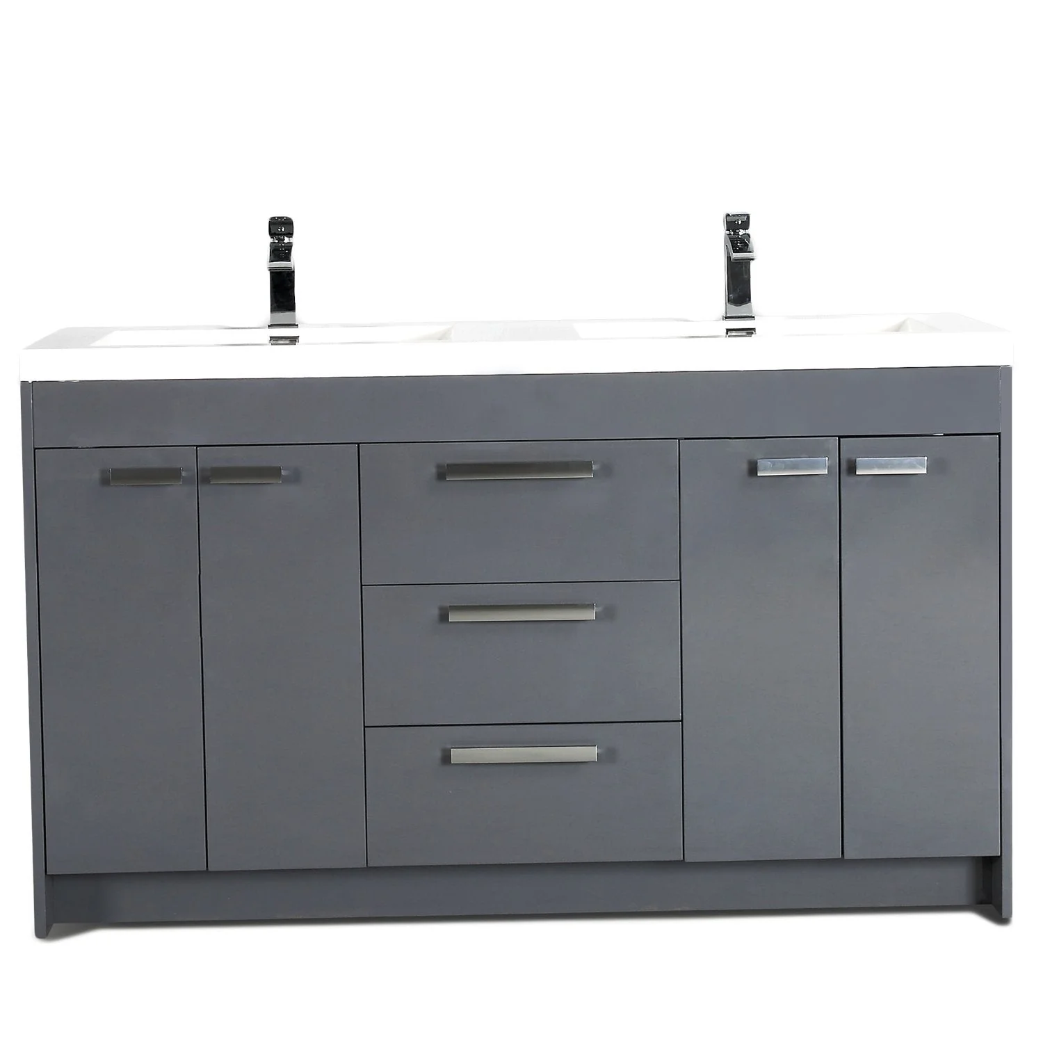 Eviva Lugano 60" Modern Bathroom Vanity with White Integrated Acrylic Double Sink - Image 28