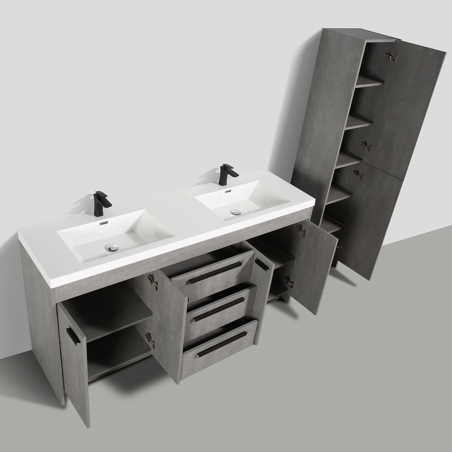 Eviva Lugano 72" Modern Bathroom Vanity with White Integrated Acrylic Sink - Image 5