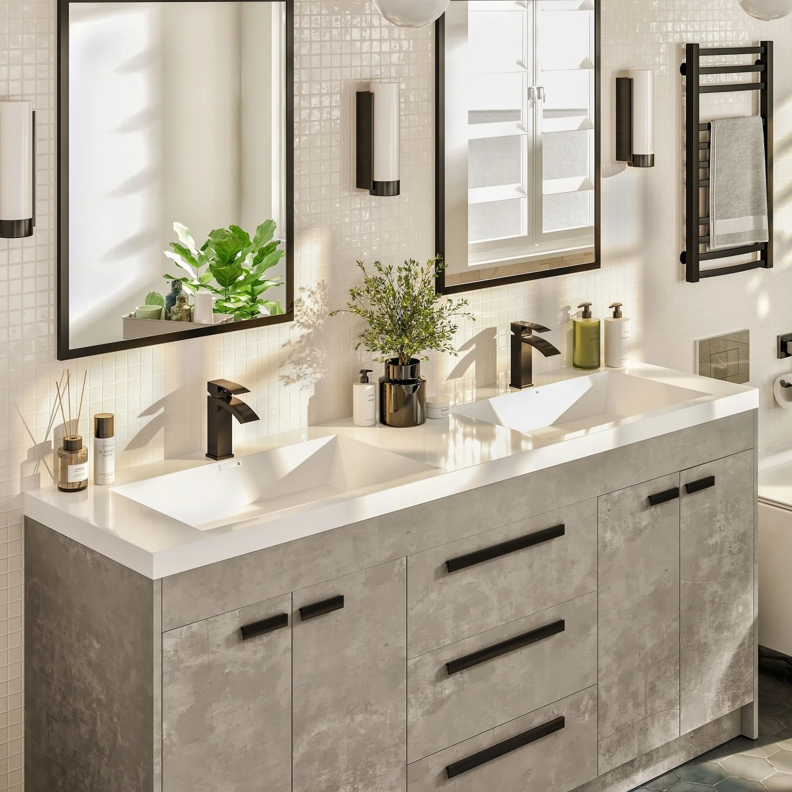 Eviva Lugano 72" Modern Double Sink Bathroom Vanity with White Integrated Acrylic Top - Image 13