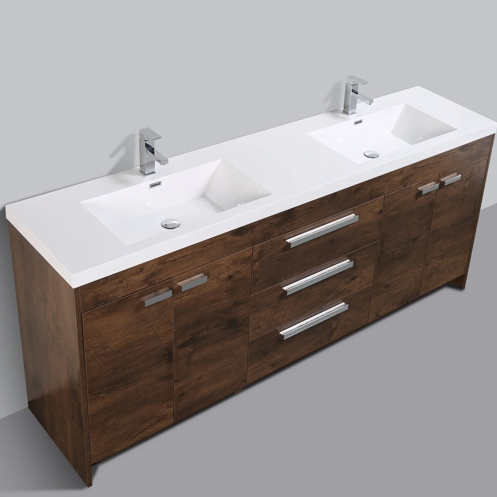 Eviva Lugano 84" Modern Bathroom Vanity with White Integrated Acrylic Double Sink - Image 19