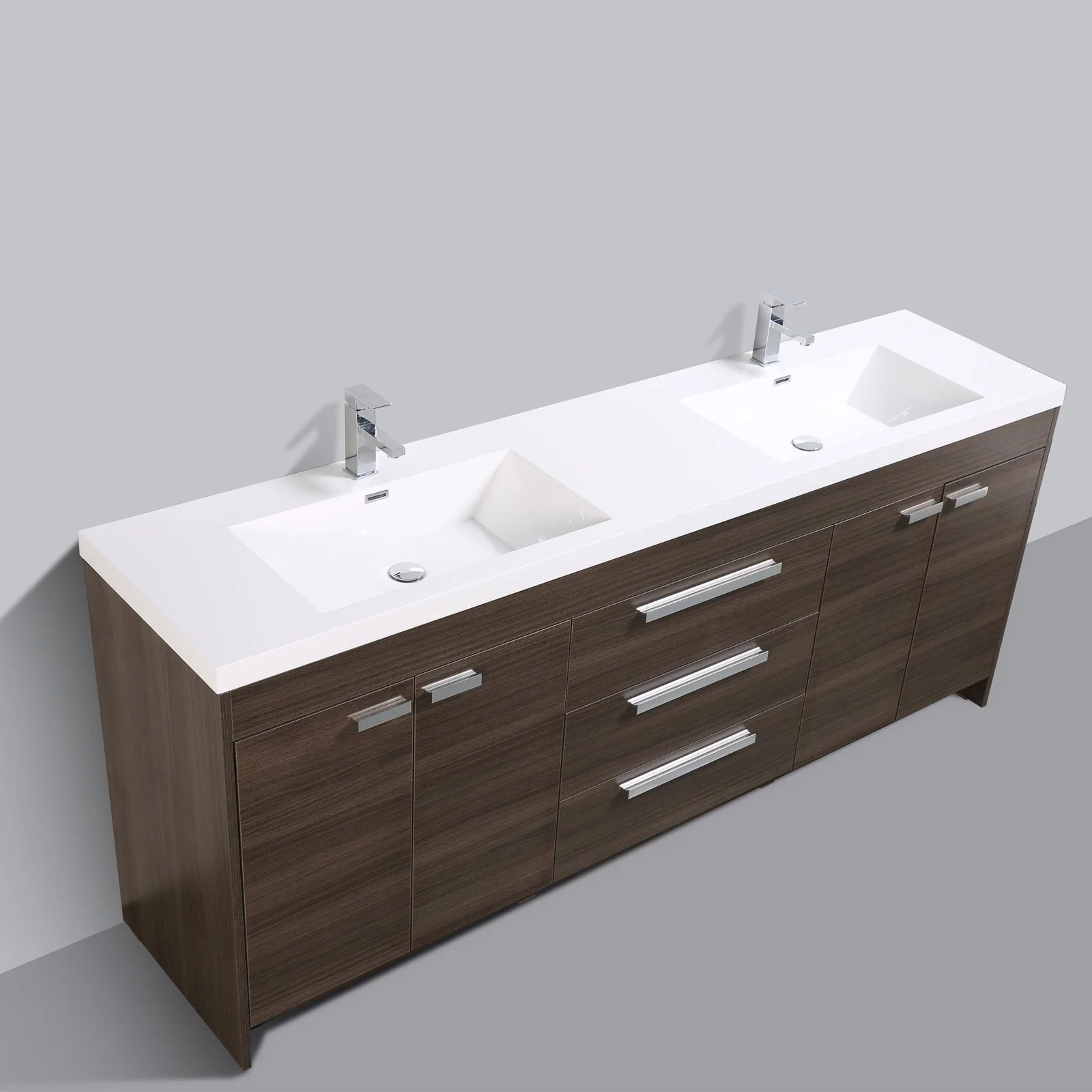 Eviva Lugano 84" Modern Bathroom Vanity with White Integrated Acrylic Double Sink - Image 9