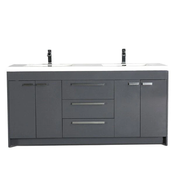 Eviva Lugano 84" Modern Double Sink Bathroom Vanity with White Integrated Acrylic Top - Image 10