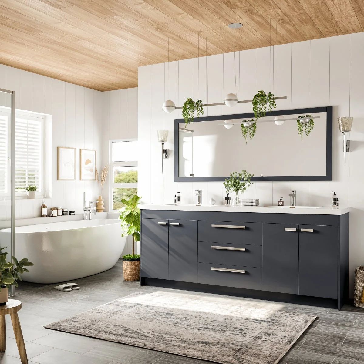 Eviva Lugano 84" Modern Double Sink Bathroom Vanity with White Integrated Acrylic Top - Image 13