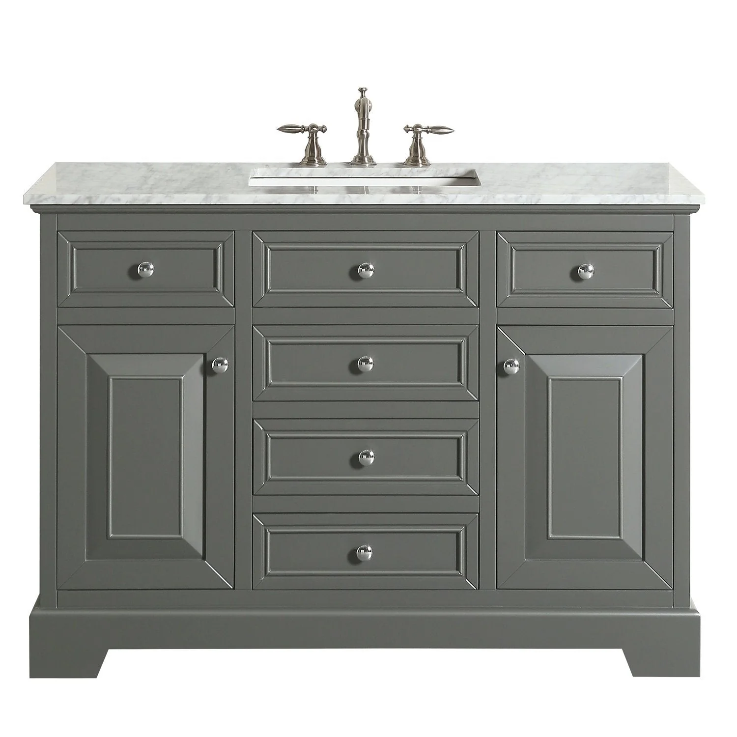 Eviva Monroe 42" Bathroom Vanity with White Carrara Marble Top & White Undermount Porcelain Sink