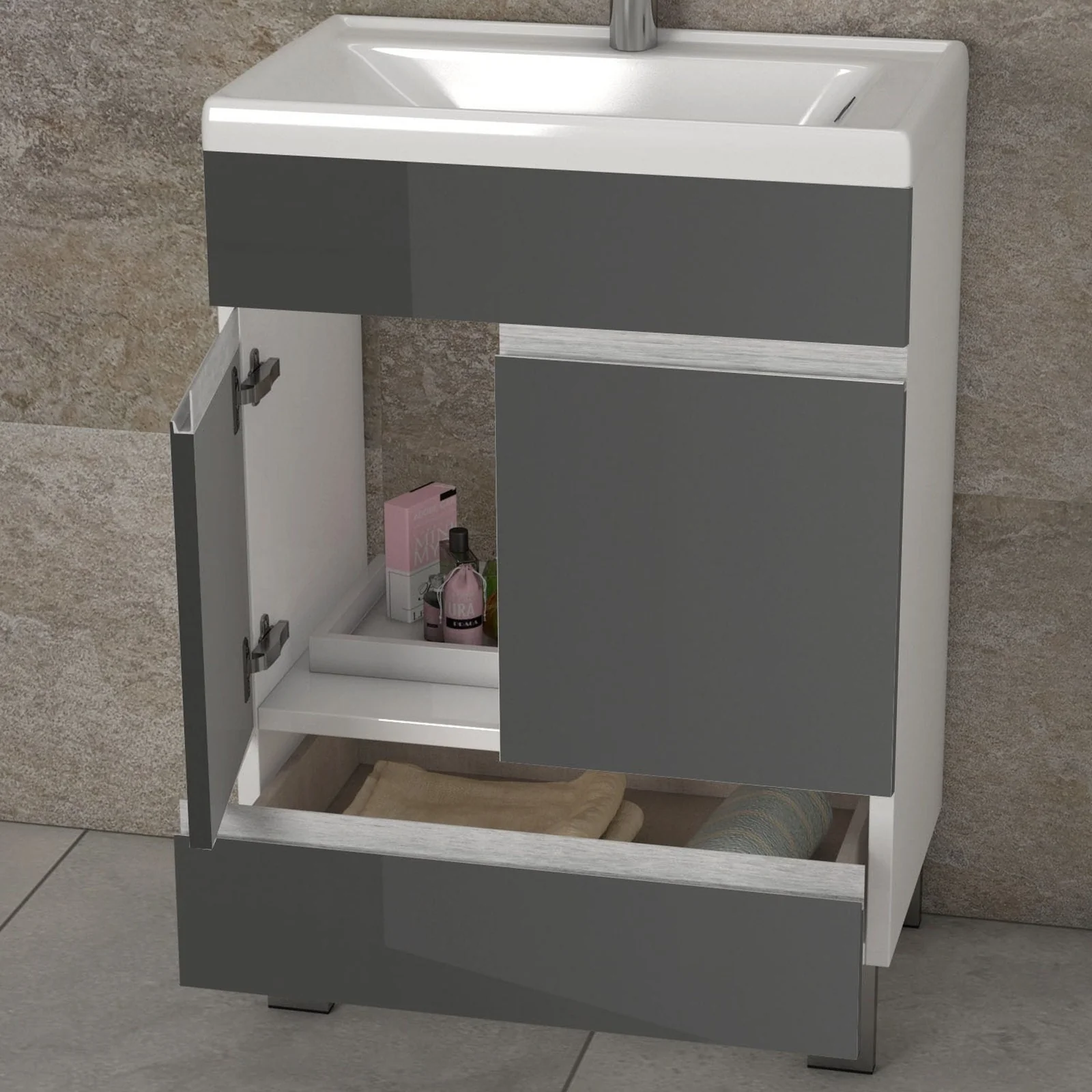 Eviva Petite Plus 24" Vanity with Porcelain sink - Image 3