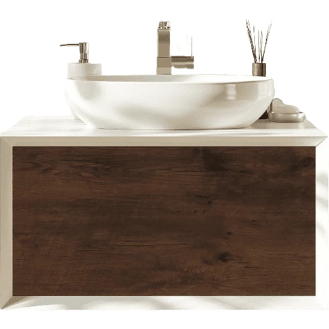 Eviva Santa Monica 30" Wall Mount Bathroom Vanity with Solid Surface Vessel Sink